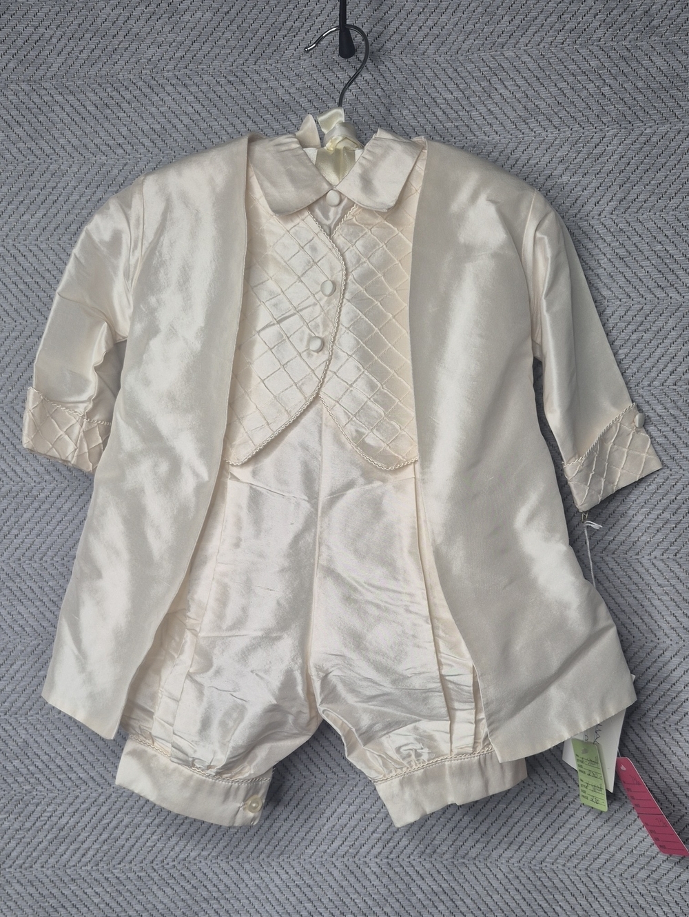 NWT Vintage Rare Cassiani 100% Silk Boys Heirloom Christening Baptism Set XS